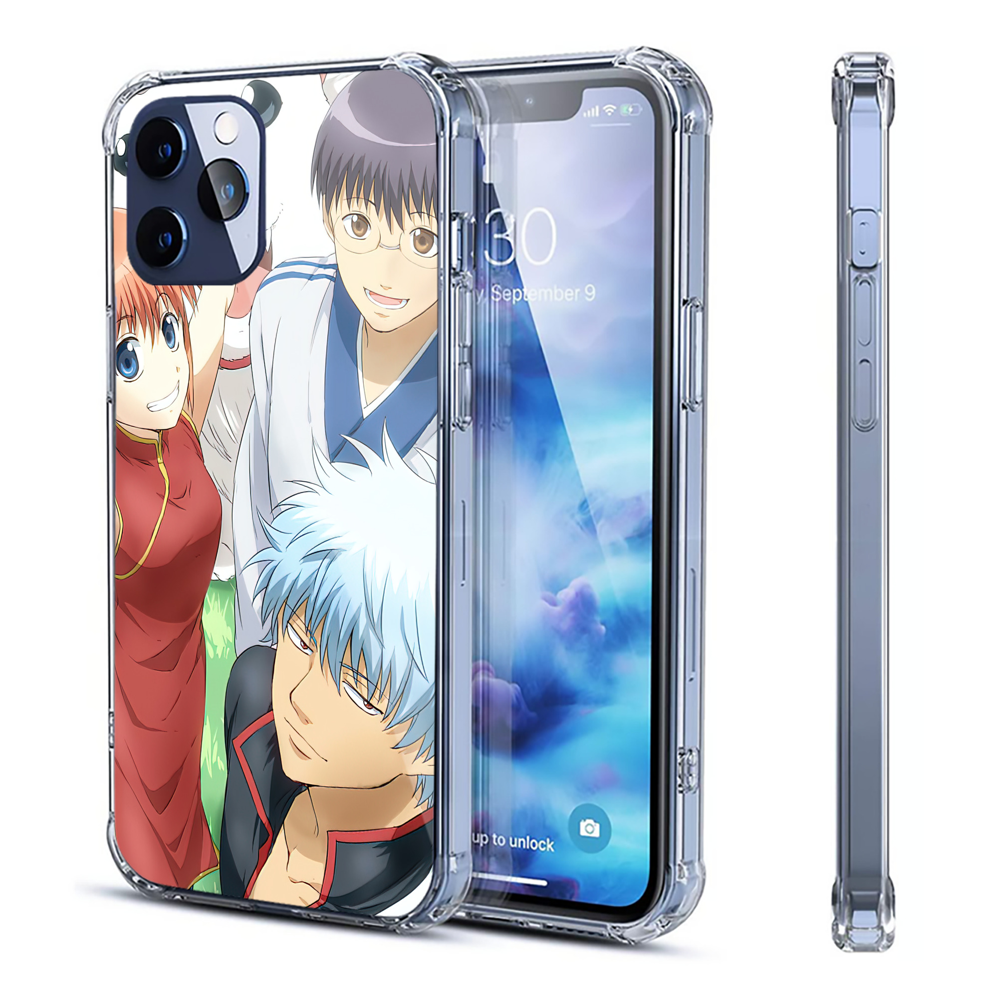 （画像用） ぎんたま 坂田銀時（さかたぎんとき） 神楽 志村新八（しむら しんぱち） GINTAMA Sakata Gintoki Kagura Shimura Shinpachi 【iPhone 12シリーズ対応】透明スマホケース（クリアソフトケース）